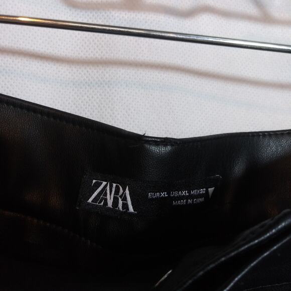 Zara Faux Leather Straight Leg Pant Ankle Zipper High Rise Festival Edgy Size XL - Picture 6 of 11